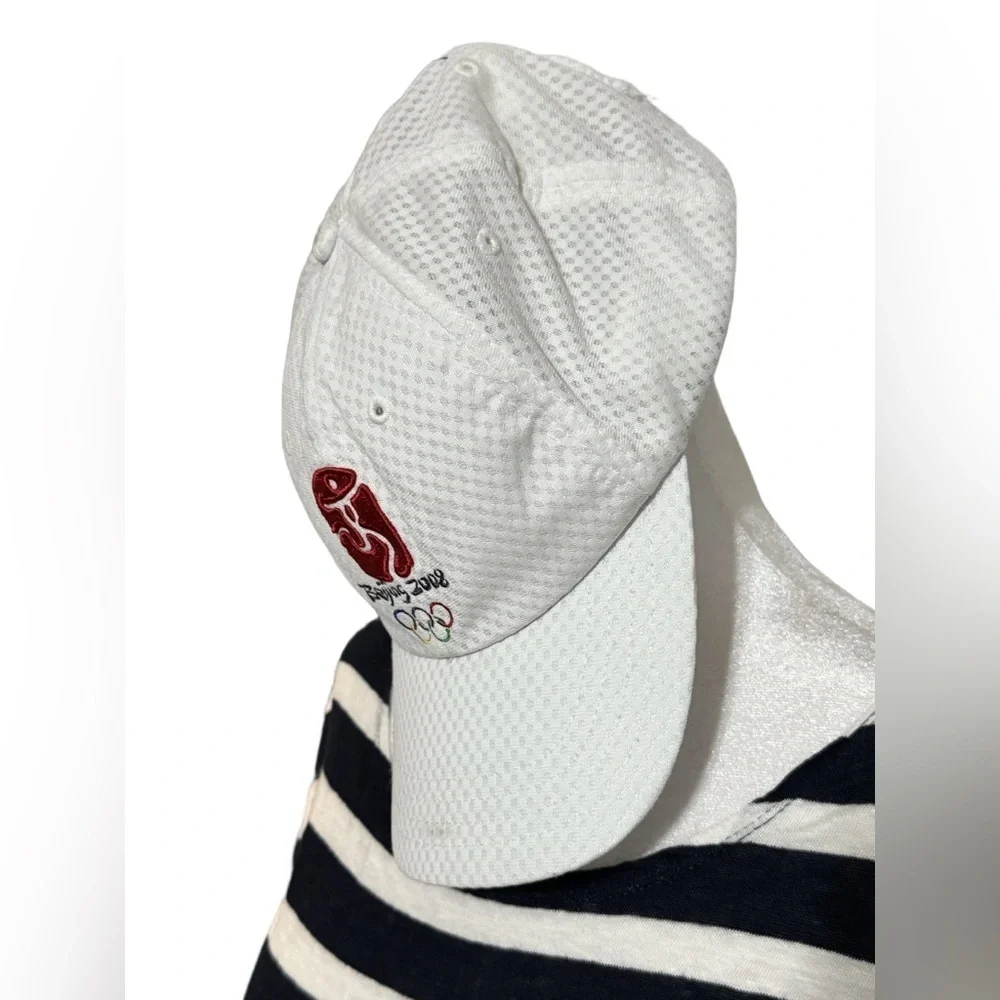 Beijing 2008 Olympics 100% Polyester Velcro White Cap